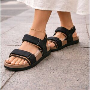 Zara Technical Sport Sandals Size EU 40 Black Tan Strappy